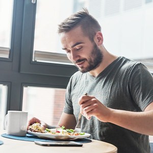 Patient eating healthy