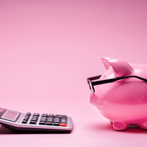 Piggy bank and calculator